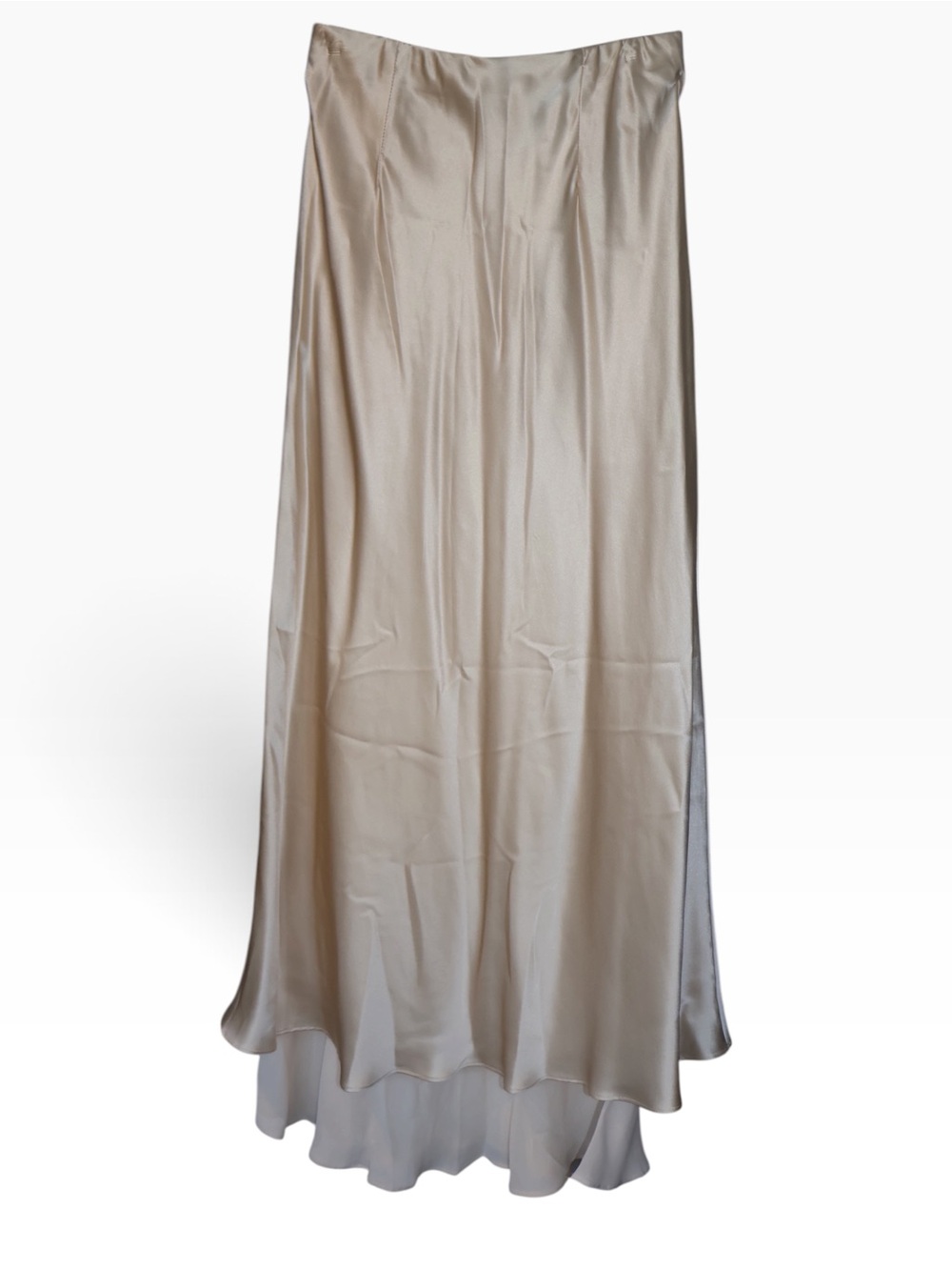 Reformation Champagne 100% Silk High Low Maxi Skirt - Size 0 EUC